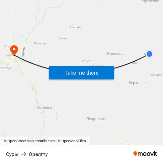 Суры to Орелгту map