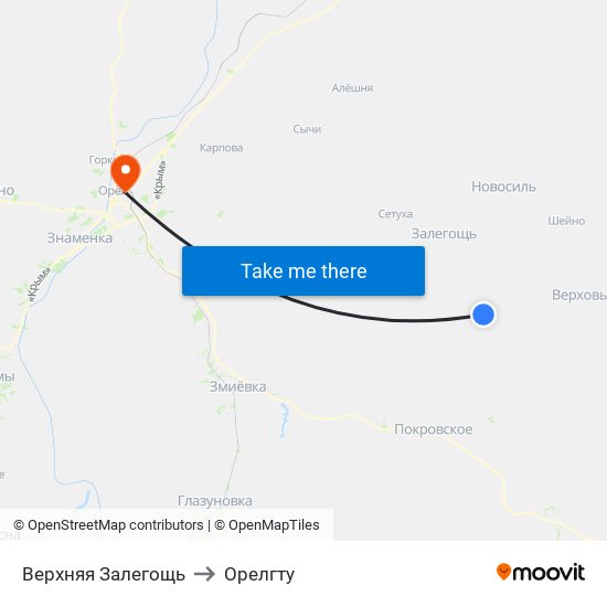 Верхняя Залегощь to Орелгту map