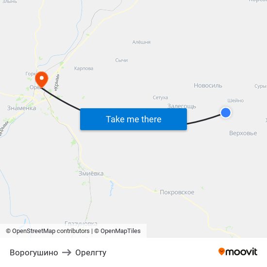 Ворогушино to Орелгту map