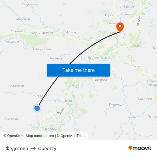 Федотово to Орелгту map