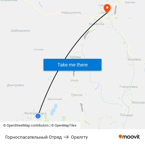 Горноспасательный Отряд to Орелгту map