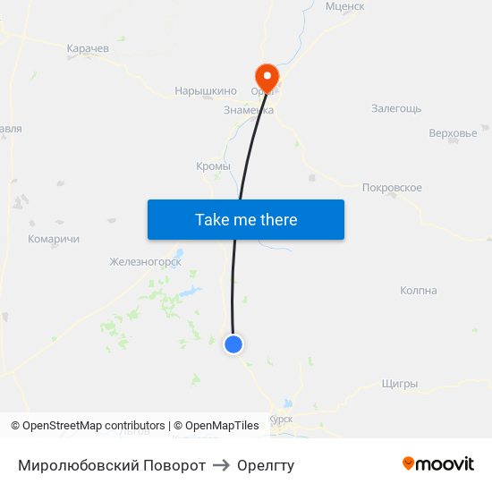 Миролюбовский Поворот to Орелгту map