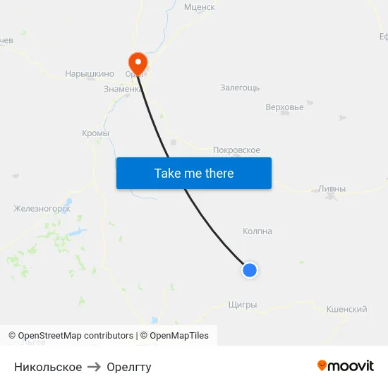 Никольское to Орелгту map