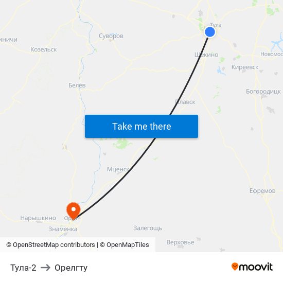 Тула-2 to Орелгту map