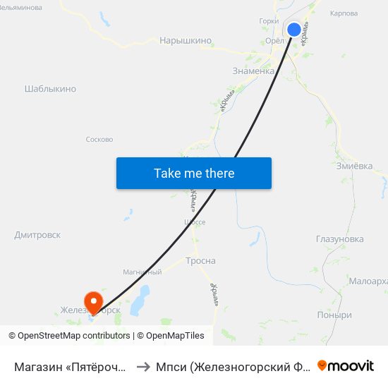 Магазин «Пятёрочка» to Мпси (Железногорский Ф-Л) map