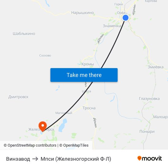 Винзавод to Мпси (Железногорский Ф-Л) map
