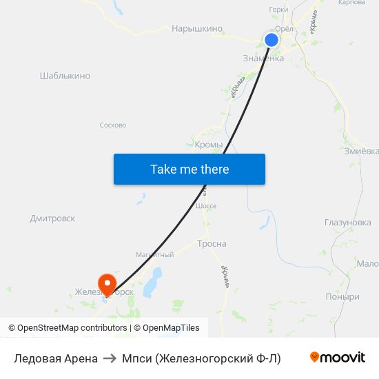 Ледовая Арена to Мпси (Железногорский Ф-Л) map