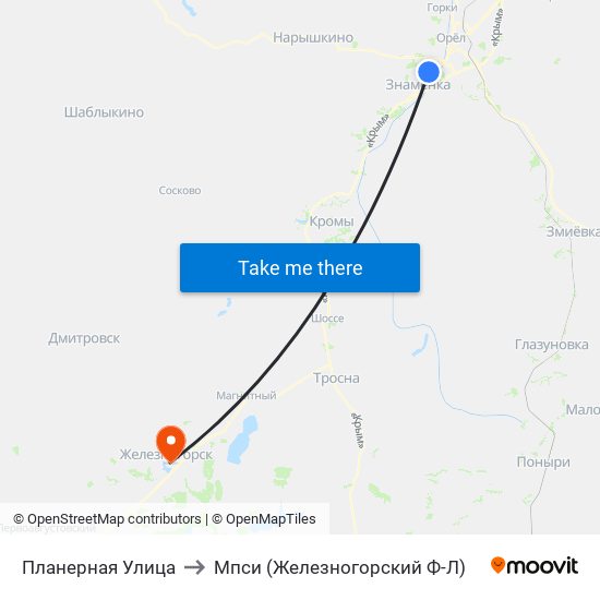 Планерная Улица to Мпси (Железногорский Ф-Л) map
