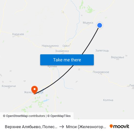 Верхнее Алябьево, Полесская Улица to Мпси (Железногорский Ф-Л) map