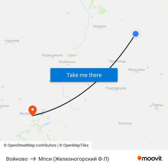 Войново to Мпси (Железногорский Ф-Л) map