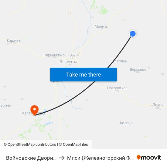 Войновские Дворики to Мпси (Железногорский Ф-Л) map