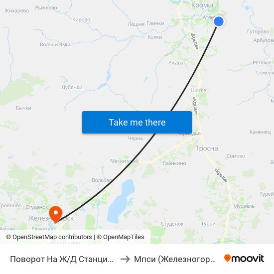 Поворот На Ж/Д Станцию «Кромы» to Мпси (Железногорский Ф-Л) map