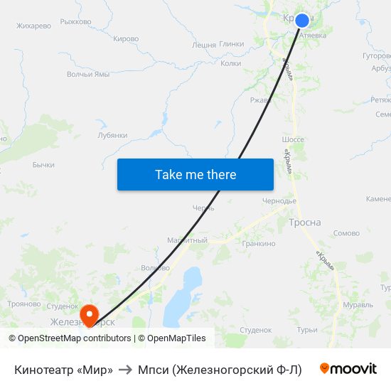 Кинотеатр «Мир» to Мпси (Железногорский Ф-Л) map