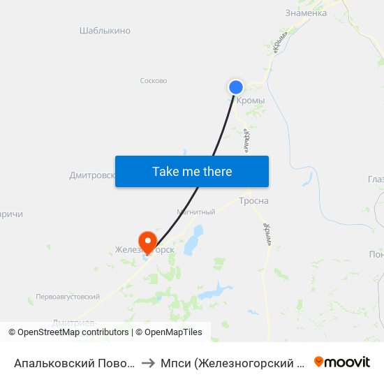 Апальковский Поворот to Мпси (Железногорский Ф-Л) map