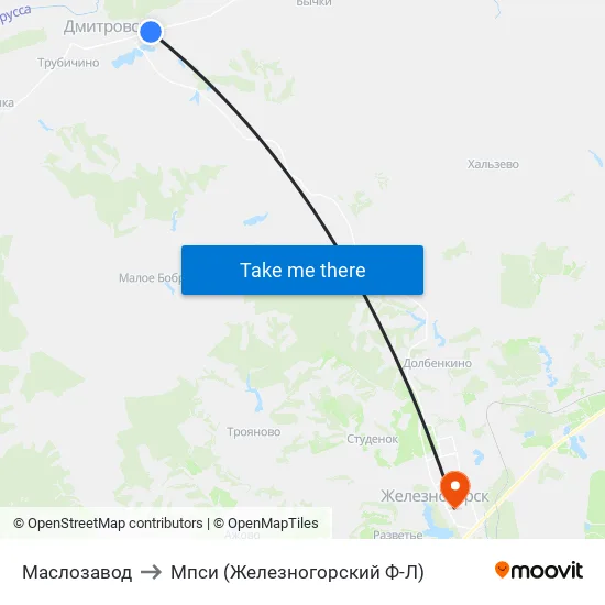 Маслозавод to Мпси (Железногорский Ф-Л) map