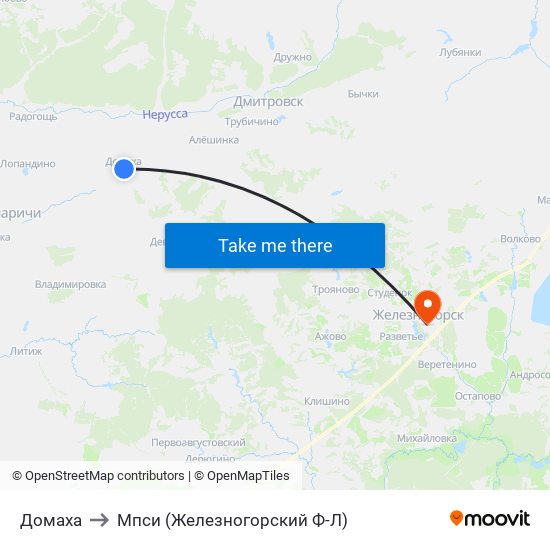 Домаха to Мпси (Железногорский Ф-Л) map