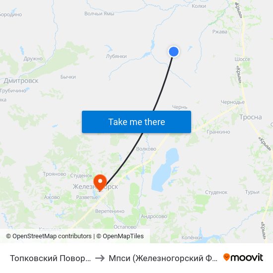 Топковский Поворот to Мпси (Железногорский Ф-Л) map