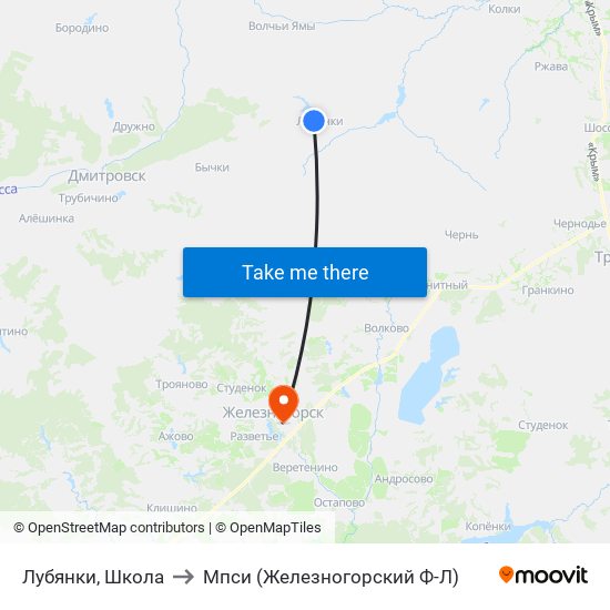 Лубянки, Школа to Мпси (Железногорский Ф-Л) map