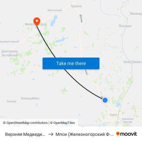 Верхняя Медведица to Мпси (Железногорский Ф-Л) map