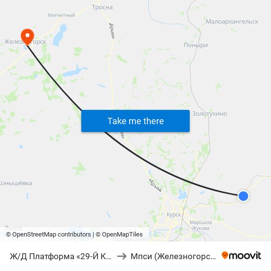 Ж/Д Платформа «29-Й Километр» to Мпси (Железногорский Ф-Л) map