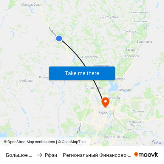 Большое Жирово-2 to Рфэи – Региональный Финансово-Экономический Институт map