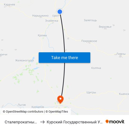 Сталепрокатный Завод to Курский Государственный Университет map