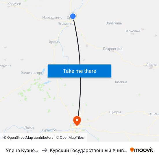 Улица Кузнецова to Курский Государственный Университет map