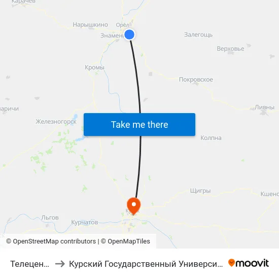 Телецентр to Курский Государственный Университет map