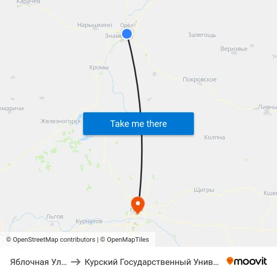 Яблочная Улица to Курский Государственный Университет map