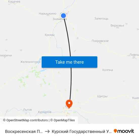 Воскресенская Площадь to Курский Государственный Университет map