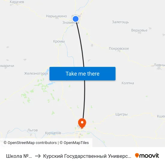 Школа №26 to Курский Государственный Университет map