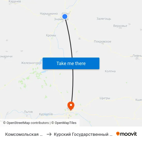 Комсомольская Площадь to Курский Государственный Университет map