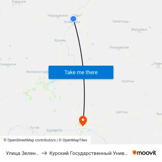 Улица Зеленина to Курский Государственный Университет map