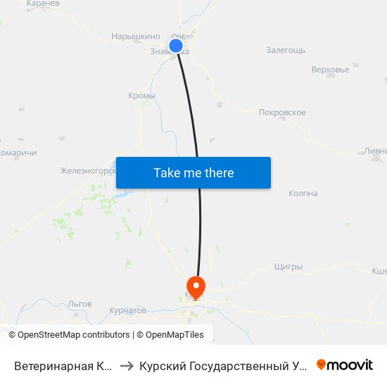 Ветеринарная Клиника to Курский Государственный Университет map