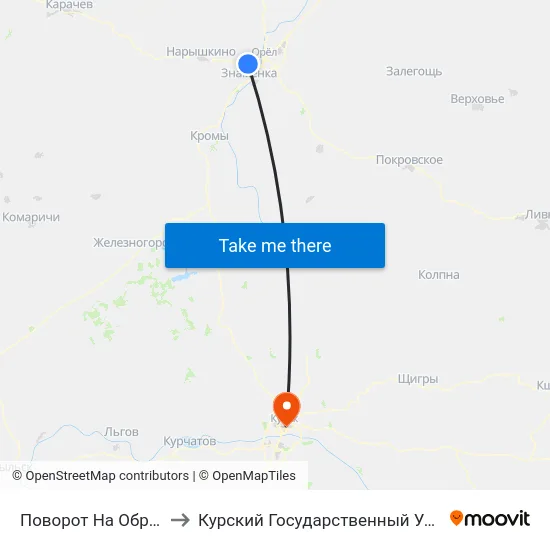 Поворот На Образцово to Курский Государственный Университет map