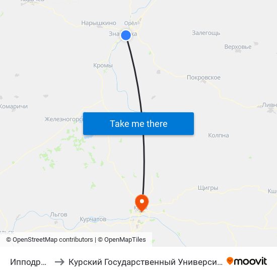 Ипподром to Курский Государственный Университет map