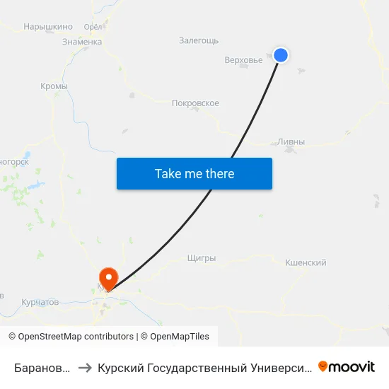 Барановка to Курский Государственный Университет map