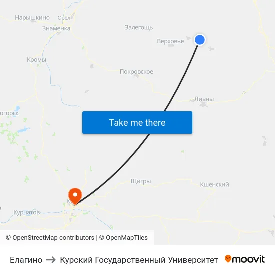 Елагино to Курский Государственный Университет map