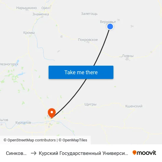 Синковец to Курский Государственный Университет map