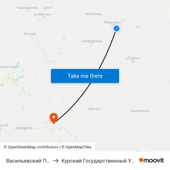 Васильевский Поворот to Курский Государственный Университет map
