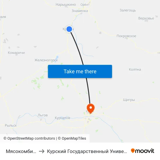 Мясокомбинат to Курский Государственный Университет map