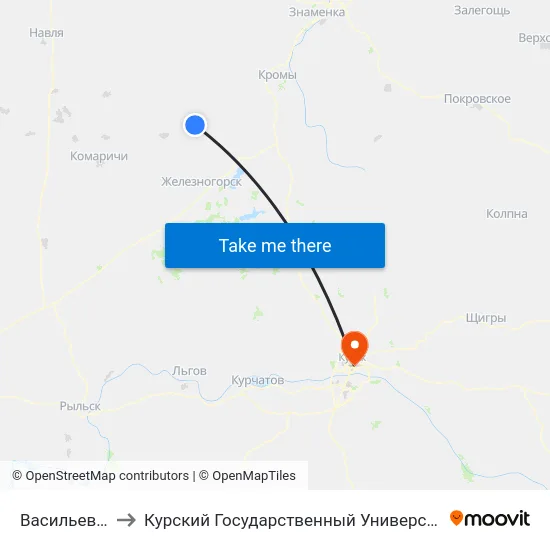 Васильевка to Курский Государственный Университет map