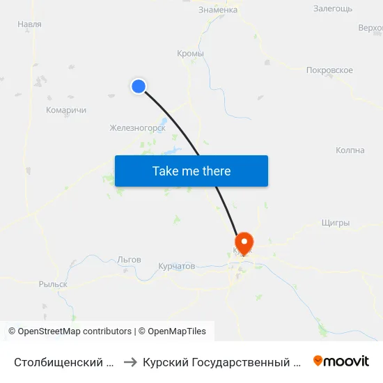 Столбищенский Поворот to Курский Государственный Университет map