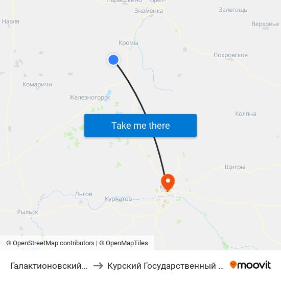 Галактионовский Посёлок to Курский Государственный Университет map