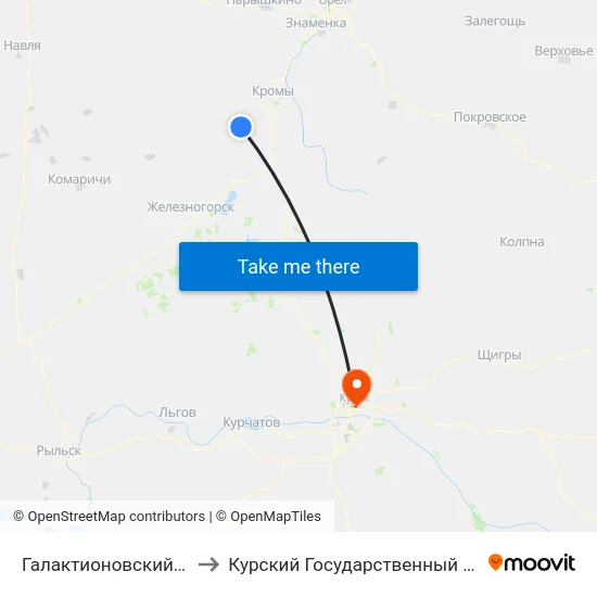 Галактионовский Посёлок to Курский Государственный Университет map