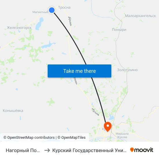 Нагорный Посёлок to Курский Государственный Университет map