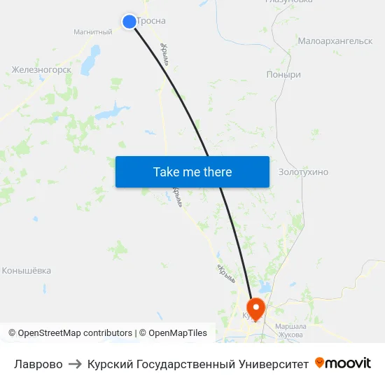 Лаврово to Курский Государственный Университет map
