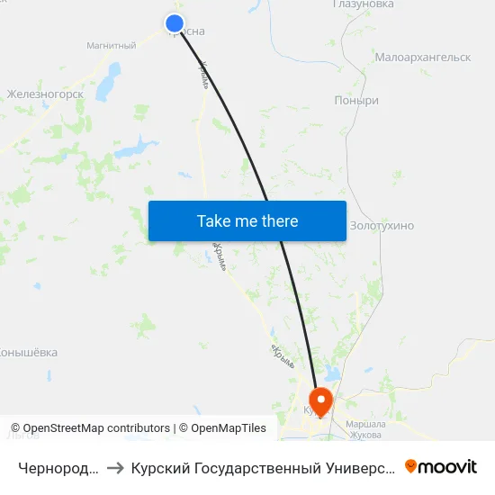 Чернородье to Курский Государственный Университет map