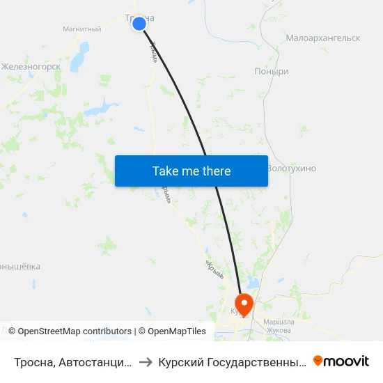 Тросна, Автостанция (Высадка) to Курский Государственный Университет map