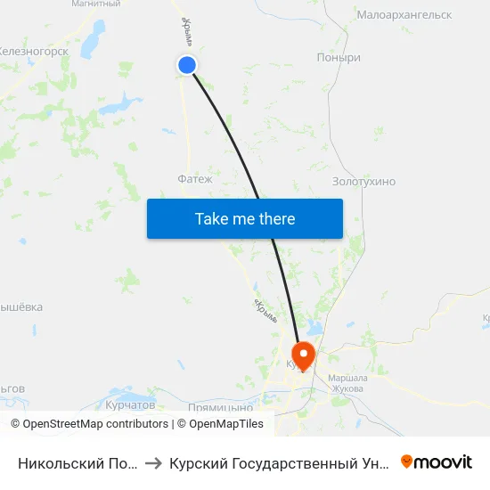 Никольский Поворот to Курский Государственный Университет map